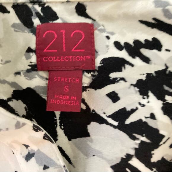 212 Collection long sleeve button down white black floral print shirt top S B13 - Picture 3 of 4